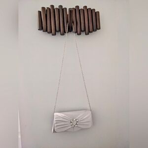JJ House Women's Bow silver/grey clutch with gems - NWOT